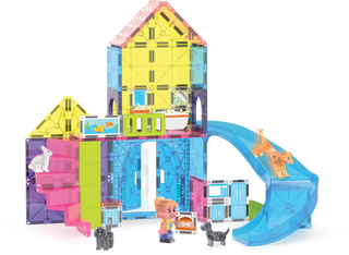 Magna-Tiles Pet Playhouse™ 50-Piece Set
Colorful toy building set with a slide and figures on a white background