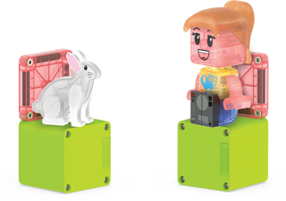 Magna-Tiles Pet Playhouse™ 50-Piece Set
Toy figure of a girl with a rabbit on a white background