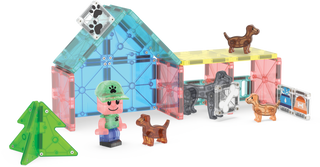 Magna-Tiles Puppy Park™ 27-Piece Set
Toy building set with transparent blocks, figures, and small dogs on a white background