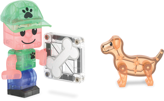 Magna-Tiles Puppy Park™ 27-Piece Set
Toy figure with a transparent machine and a small dog-like creature on a white background