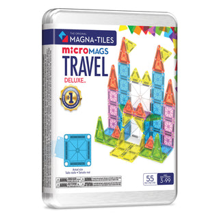 Magna-Tiles Travel Set Deluxe™ 55-Piece Set
Magna-Tiles Micromags Travel Deluxe set packaging with colorful magnetic tiles on a white background