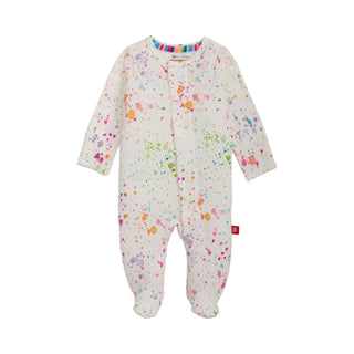 Magnetic Me Modal Footie - Holi Hues
Baby onesie with colorful patterns on a white background
