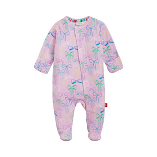 Magnetic Me Modal Footie - Take A Bow
Pink baby onesie with bow pattern on a white background