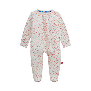 Magnetic Me Modal Footie with Ruffle - Apple Blossom
Baby onesie with red pattern on a white background
