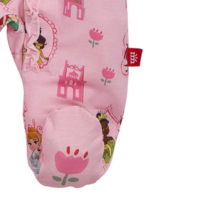 Magnetic Me Modal Footie with Ruffle - Princess Royal Radiance
Pink baby romper with princess design on a white background