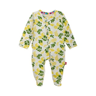 Magnetic Me Modal Footie with Ruffle - Simply the Zest
Baby onesie with lemon pattern on a white background