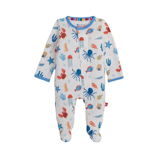 Magnetic Me Modal Magnetic Footie - Deep Chic Blue
Baby onesie with sea creature pattern on a white background