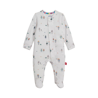 Magnetic Me Modal Magnetic Footie - Love You A Bot
Baby onesie with robot pattern on a white background