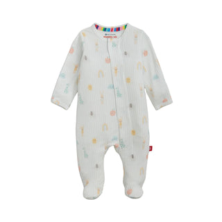 Magnetic Me Modal Magnetic Footie - Lullaby Sky Blue
Baby onesie with colorful patterns on a white background