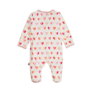 Magnetic Me Modal Magnetic Footie - Pink XOXO
Baby onesie with colorful heart pattern on a white background
