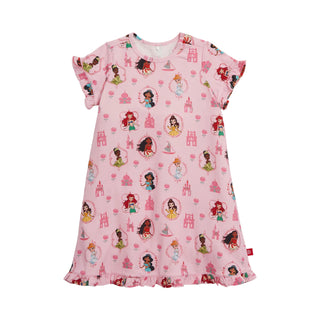 Magnetic Me x Disney RightFit™ Magnetic Nightgown - Princess Royal Radiance
Pink nightgown with princess and castle pattern on a white background