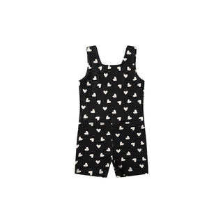 Play by Rylee & Cru Malibu Bodysuit - Hearts
Black romper with white heart pattern on a white background