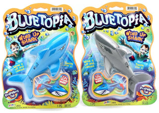 Master Toys Bluetopia Wind Up Shark Toy
Two packages of BlueTopia wind-up shark toys with blue and gray sharks.