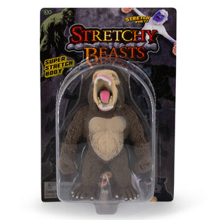 Packaged Stretchy Beasts toy figure of a gorilla with colorful text and graphics on the packaging.