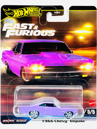 Mattel Hot Wheels 2025 Fast & Furious 1966 Chevy Impala
Hot Wheels 1966 Chevy Impala toy car in packaging with 'Fast & Furious' branding.