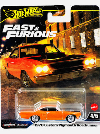 Mattel Hot Wheels 2025 Fast & Furious 1970 Custom Plymouth Roadrunner
Hot Wheels 1970 Custom Plymouth Roadrunner toy car in packaging with 'Fast & Furious' theme.