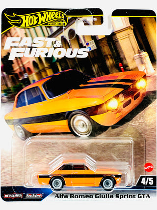 Mattel Hot Wheels 2025 Fast & Furious Alfa Romeo Giulia Sprint GTA
Hot Wheels Alfa Romeo Giulia Sprint GTA toy car in packaging with 'Fast & Furious' branding.