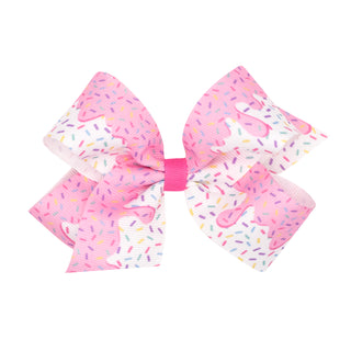 Medium Wee Ones Birthday Cake Printed Hair Bow on Clippie