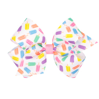 Wee Ones Printed Hair Bow on Clippie - Popsicle
Colorful ice cream patterned hair bow on a white background