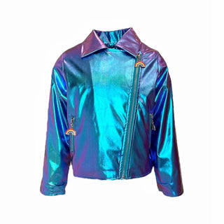 Lola and The Boys Metallic Rainbow Sky Moto Jacket
