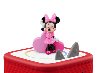 Tonies Character - Disney: Minnie Mouse Clubhouse
Minnie Mouse figurine on a red toy car with shark fin design