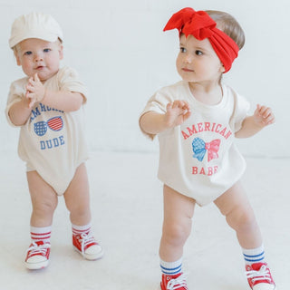 Sweet Wink American Dude Short Sleeve Romper - Natural