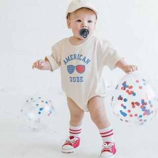 Sweet Wink American Dude Short Sleeve Romper - Natural