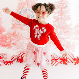 Sweet Wink, Sweet Wink Candy Cane Patch Christmas Sweatshirt - Red - Basically Bows & Bowties