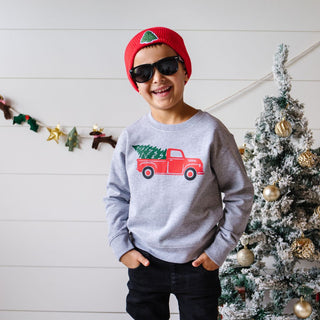Sweet Wink Christmas Tree Truck Sweatshirt, Sweet Wink, All Things Holiday, cf-size-2t, cf-size-3t, cf-size-4t, cf-size-5-6y, cf-size-7-8y, cf-type-sweatshirt, cf-vendor-sweet-wink, Christmas