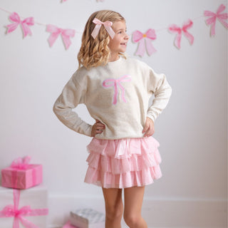 Sweet Wink Coquette Bow Patch Sweatshirt - Natural