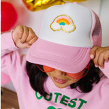 Sweet Wink, Sweet Wink Rainbow Patch Trucker Hat - Pink/White - Basically Bows & Bowties