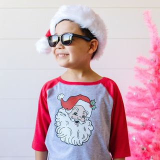 Sweet Wink Retro Santa Christmas 3/4 Raglan Shirt, Sweet Wink, All Things Holiday, cf-size-3t, cf-size-4t, cf-type-sweatshirt, cf-vendor-sweet-wink, Christmas, Holiday, Retro Santa, Santa, Sw