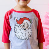 Sweet Wink Retro Santa Christmas 3/4 Raglan Shirt, Sweet Wink, All Things Holiday, cf-size-3t, cf-size-4t, cf-type-sweatshirt, cf-vendor-sweet-wink, Christmas, Holiday, Retro Santa, Santa, Sw