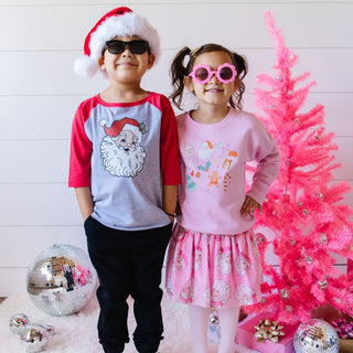 Sweet Wink Retro Santa Christmas 3/4 Raglan Shirt, Sweet Wink, All Things Holiday, cf-size-3t, cf-size-4t, cf-type-sweatshirt, cf-vendor-sweet-wink, Christmas, Holiday, Retro Santa, Santa, Sw
