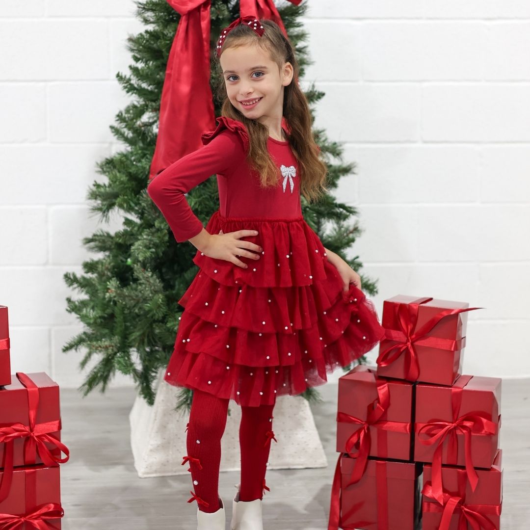 Sweet Wink Christmas Pearl Long Sleeve Tutu Dress – Basically Bows & Bowties