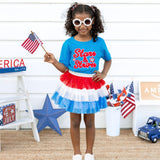 Sweet Wink Stars and Stripes Patch S/S Tee - Mid-Blue
