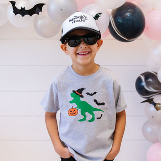 Sweet Wink Trick Rawr Treat S/S Grey Tee, Sweet Wink, cf-size-4t, cf-size-5-6y, cf-type-tee, cf-vendor-sweet-wink, Dinosaur, Dinosaurs, Halloween, Halloween Boys, Halloween Dinosaur, Hallowee