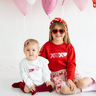 Sweet Wink XOXO Sequin Patch Valentine's Day Sweatshirt - Red
