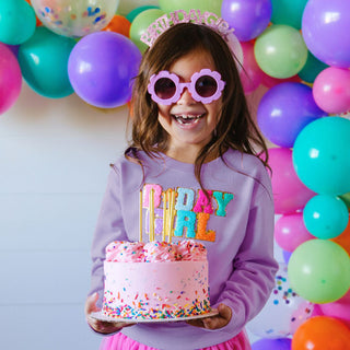 Sweet Wink Birthday Girl Patch Sweatshirt - Lavender