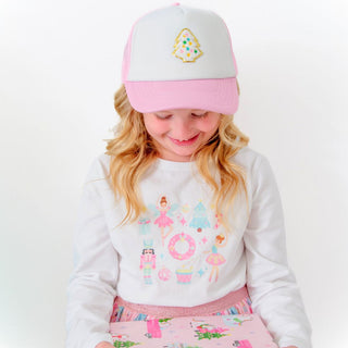 Sweet Wink Nutcracker Doodle Christmas Long Sleeve Shirt - White