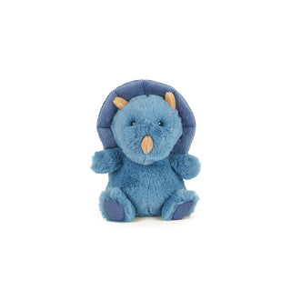 Blue Mon Ami Petit Dino plush stuffed animal with soft fabric and adorable dinosaur design, perfect for cuddling.