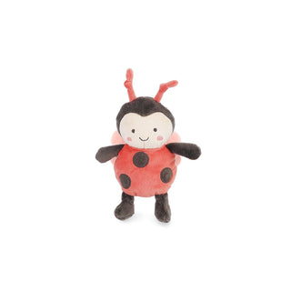 Soft stuffed animal ladybug toy from Mon Ami Petit Ladybug collection, featuring red and black plush with adorable details.