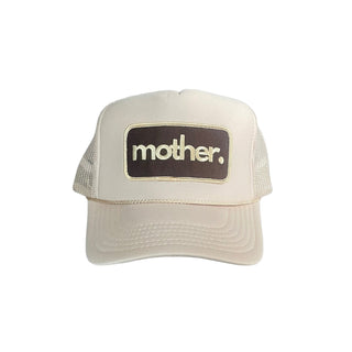 Mother Patch Trucker Hat - Sand
Beige trucker cap with 'mother.' logo on a light gray background