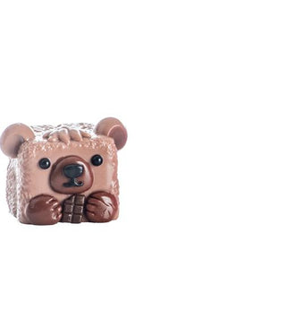 MushyKinz OG Premium Taba Squishy Collectible
Five cute animal-shaped squishy toys arranged in a row on a plain white background. From left to right, they resemble a brown bear, a pink pig holding a red apple, a green and white cow, a pink dog holding a red apple, and a purple cat holding a pink donut.