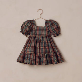 Noralee Louella Dress - Winter Tartan
Plaid dress with puff sleeves on a beige hanger against a beige background