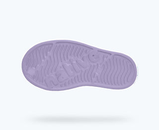 Native Jefferson Bio-Bling™ - Fresco Twirling Bling / Shell White
Purple shoe sole with brand logo on a light purple background