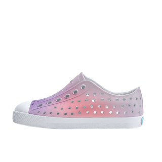 Native Jefferson Print Shoes - Shell White / Barely Taro Blur
Single shoe with a gradient design from purple to pink on a white background