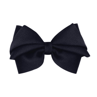 Navy blue Wee Ones small pleated grosgrain hair bow on a clip, perfect for children's hair accessories.