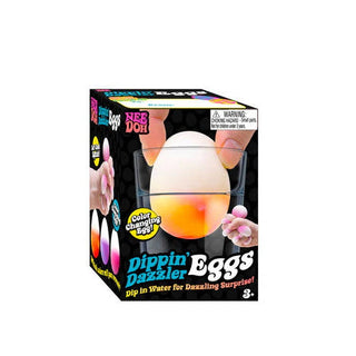 NeeDoh Dippin Dazzler
Box of Dippin' Dazzler Eggs with color-changing egg and packaging design.