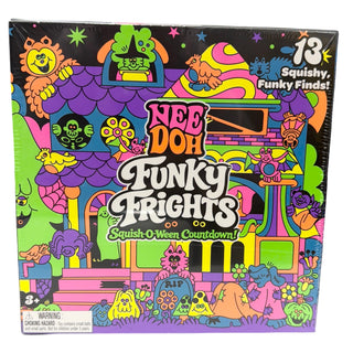 Schylling NeeDoh Funky Frights Trick or Treat Squish-O-Ween countdown toy featuring colorful Halloween-themed squishy figures